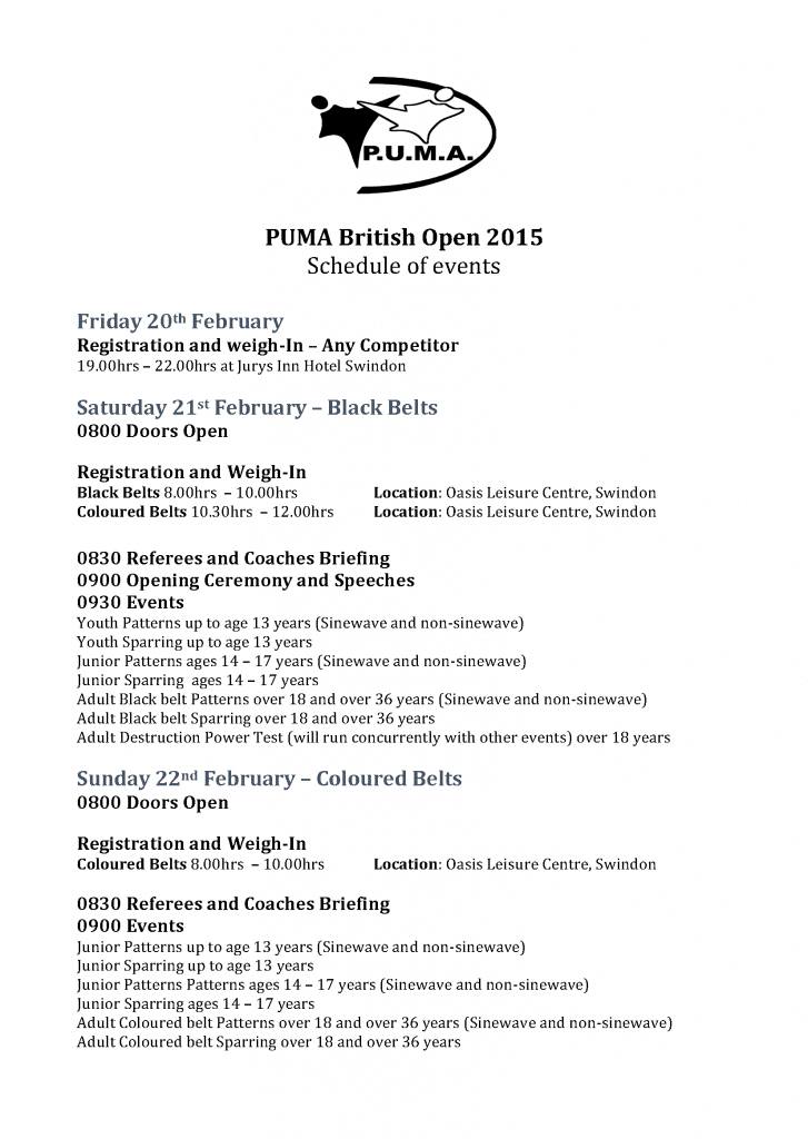 PUMA British Open 2015 Schedule
