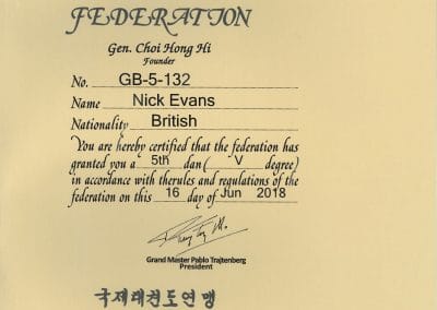 Nick Evans ITF V Cert